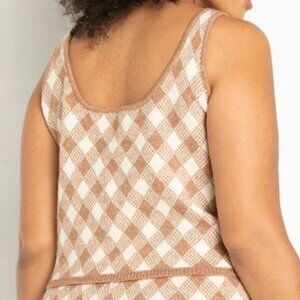 Checked Sweater Tank argyle Eloquii Tan/Creme